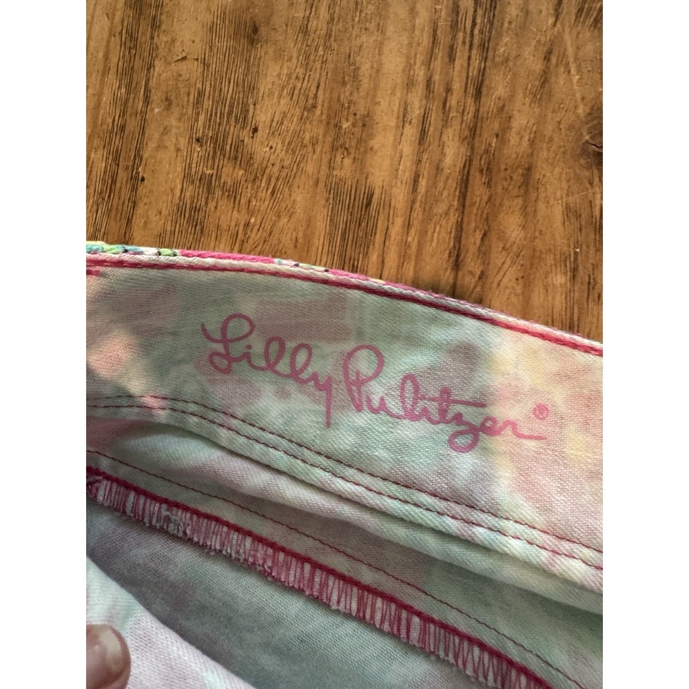 Lilly Pulitzer Worth Straight Jeans Sz 14 Spike The Punch Orchid Pink Pineapple - Picture 8 of 14